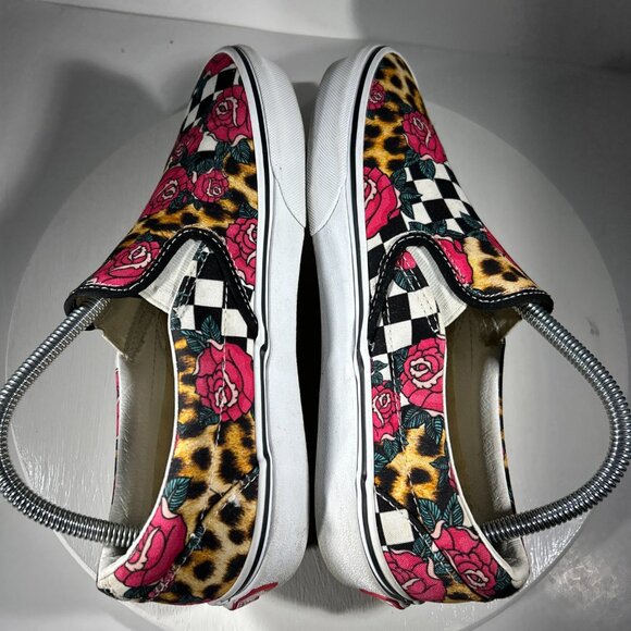 RARE Vans Classic Rose Leopard Animal Print Womens Size 9 Shoes Sneakers Slip-On - Picture 6 of 11